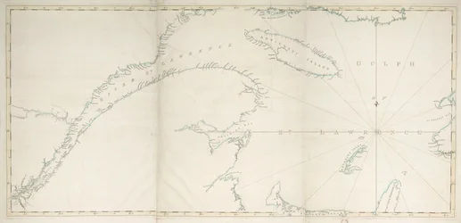 Kart over Gulfen og elven St. Lawrence, ca. 1778 (trykk)