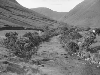 En bekk som renner gjennom Wastwater-landskapet