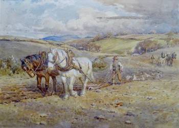 Tunge hester pløyer på Downs