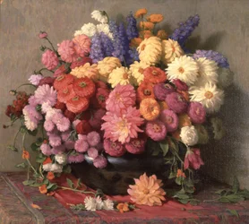 Sensommerblomster (olje på lerret)