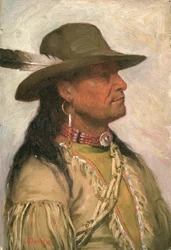 Ogalalla Sioux #39;Indian Scout#39; Sioux (olje på lerret)