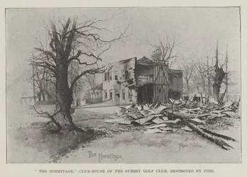 Hermitage, klubbhuset til Surrey Golf Club, ødelagt av brann