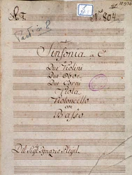 Første side av partituret til Symphony in C av Pleyel