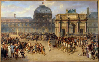 A Day of Review Under the Empire (1810) Maleri av Joseph Louis Hippolyte Bellange (1800-1866) og Adrien Dauzats (1804-1868) 1862 Søn. 1,01x1,61 m