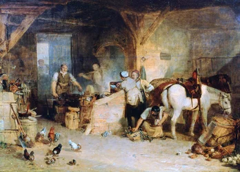 En landssmed som diskuterer prisen på jern..., c1807.