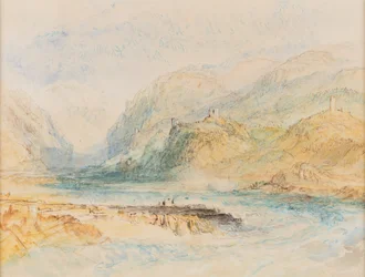 En sveitsisk alpedal, ca. 1843 (akvarell på papir)