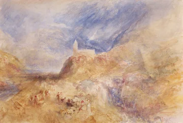 A Village in the Alps, Sion, ca. 1846 (akvarell på papir)