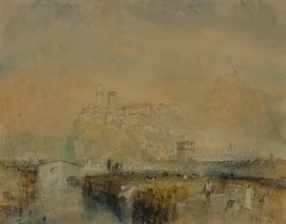 Bellinzona nr. 11, Sveits, ca. 1843 (akvarell, penn og blekk og kroppsfarge over spor av blyant på papir)