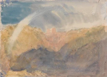 Crichton Castle med en regnbue; fargestudie
