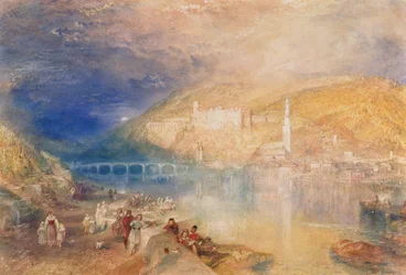 Heidelberg: Solnedgang, ca. 1840-42 (akvarell og kroppsfarge på papir)