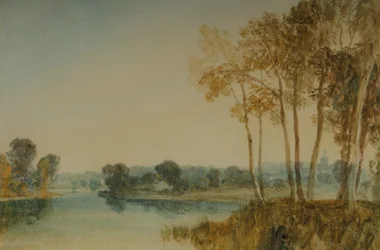 Landskap med trær ved Themsen, ca. 1805 (akvarell på papir)