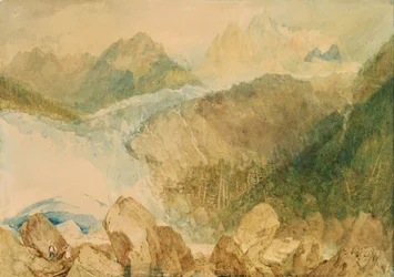 Kilden til Arveiron, ca. 1806 (akvarell med utskraping på papir)