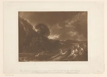 Stormfullt landskap med flom og druknende mennesker Syndfloden Landskapsstudier (serietittel) Liber Studiorum (serietittel)
