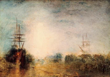 Hvalfangere som koker spekk, fanget i drivis og forsøker å frigjøre seg, 1846