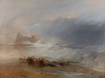 Wreckers -- Coast of Northumberland, med en dampbåt som hjelper et skip utenfor kysten