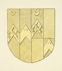 Arms of Brook(e?) på messingplate i St Mary Redcliffe (akvarell på papir)