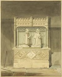 Monument over John Aldworth og sønnen hans (akvarell på papir)