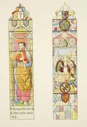 To glassmalerier som danner altervinduet til St. Mark