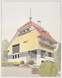 Studie til Olbrichs hus, Darmstadt, fra «Architektur von Olbrich», utgitt ca. 1904-14