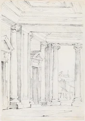 Portiko av Palazzo Nuovo, på Campidoglio