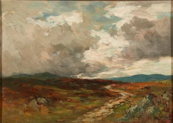 Stormskyer over åsene (olje om bord)