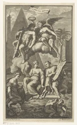 Hercules kronet av Victoria CD. Bruyns Reysen (tittel på objekt) Tittelside for: Cornelis de Bruyn, Reizen, 1698
