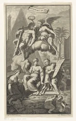 Hercules kronet av Victoria Voyage de C. le brun (tittel på objekt) Tittelside for: Cornelis de Bruyn, Voyage au Levant, 1700