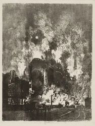 English War Work: Furnaces at Night