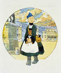 Becassine i kantinen. Tegning av Joseph Porphyre Pinchon (1871–1953), 1900-tallet. DR