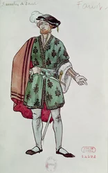 Kostymedesign til Faust fra «Fausts fordømmelse» (1846) av Hector Berlioz (1803-69), 1906-08