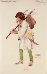 Kostyme til en ungarsk karakter i Fausts fordømmelse av Hector Berlioz, skisse av Joseph Porphyre Pinchon (1871–1953)