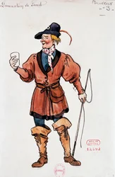 Kostyme for vertshusgjester i Fausts fordømmelse av Hector Berlioz, skisse av Joseph Porphyre Pinchon (1871-1953)