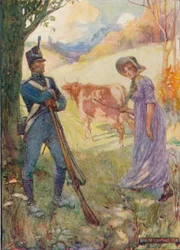 Driving A Cow Before Her, Laura Secord passerte The American Sentries, c1909, c1920