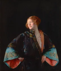 Den blå mandarinfrakken (Den blå kimonoen) 1922 (olje på lerret)