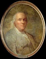 Portrett av Benjamin Franklin (1706-1790) (olje på lerret)