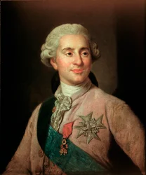 Portrett av kongen av Frankrike Ludvig XVI (1754-1793) iført insigniene til Order of the Golden Fleece-maleri av Joseph Siffred Duplessis (1725-1802) (Joseph-Siffred, Joseph Siffrede, Joseph-Siffrede, Joseph Siffrein, Joseph- Siffrein) 1700-tallet M