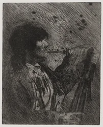 Man Playing Bagpipes, , trykt av Sigmund Abeles og Edmond Casarella