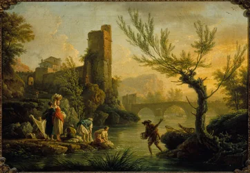 Landskap med vaskekoner, 1763 (olje på lerret)