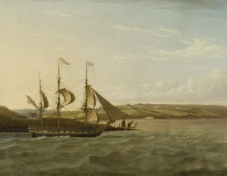 A Ship Passing Portishead, ca. 1832 (olje på lerret)
