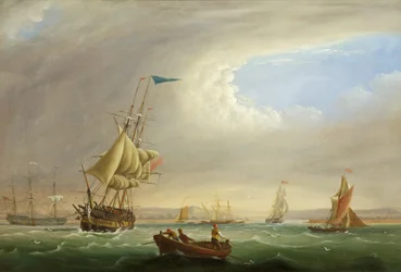 Havlandskap med inngang til en elv (olje på lerret)