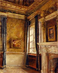 Blått fløyelsrom - Drømmehjørnet, Chiswick House (olje på lerret)