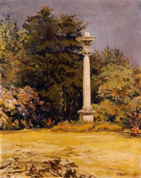 Dorisk søyle - monolitten, Chiswick House (olje på lerret)