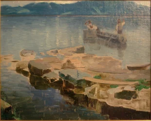Steintunge i Eibsee med fiskere