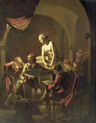 An Academy by Lamplight, ca. 1768-69 (olje på lerret)
