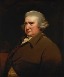 Portrett av Erasmus Darwin, halv lengde, i en buff coat og hvit skjorte,