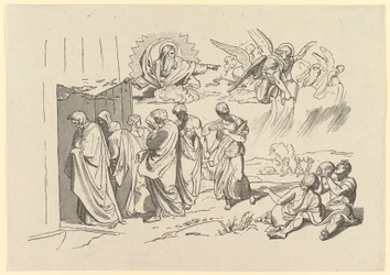Gud kaller Noah og hans familie inn i arken, 1827.