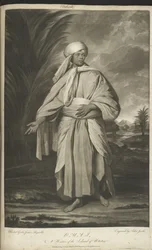 Omai, opprinnelig fra øya Ulietea. Malet av Sir Joshua Reynolds og gravert av John Jacobs. Et stående portrett av Mai eller Omai, drapert i flagrende kapper, i klassisk positur. Mai (ca. 1751–1780), feilaktig kjent som Omai i Storbritannia, var en ung Ra#3