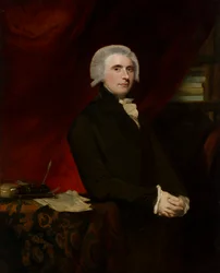 Portrett av Thomas, Lord Erskine (1750-1823) i biblioteket hans (olje på lerret)