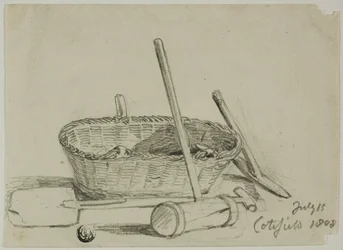 Flettkurv, hammer, spade, plukk