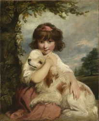 En ung jente og hunden hennes